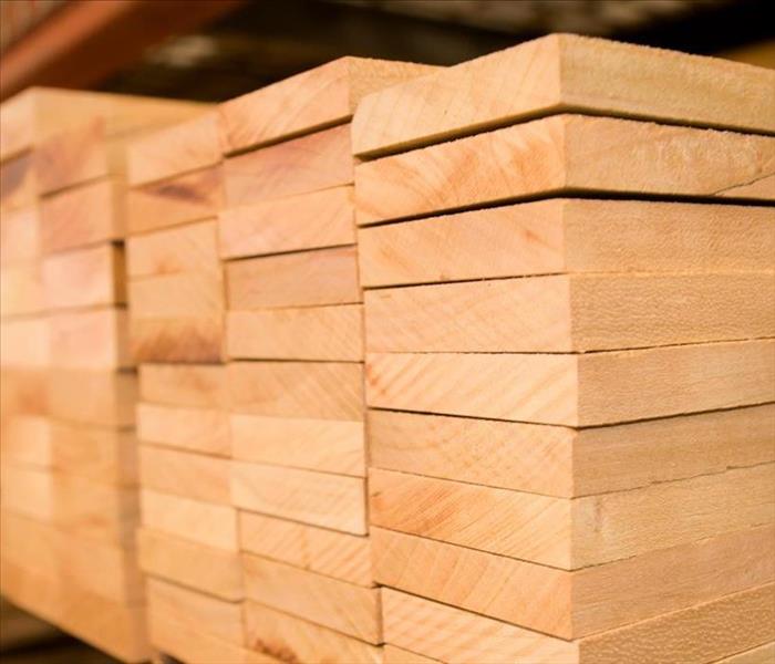 lumber stock on shelves